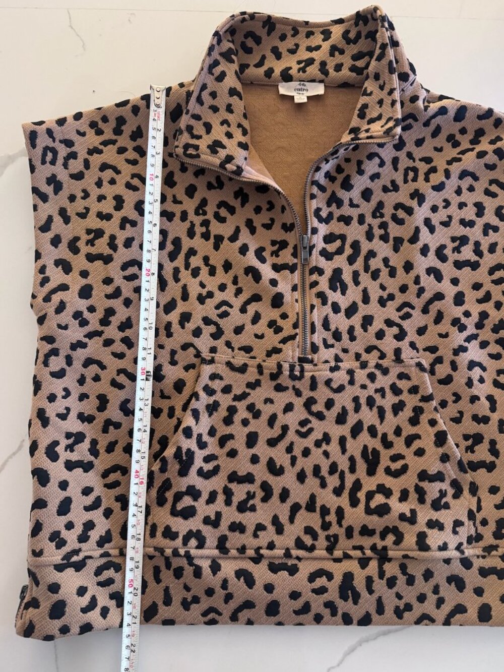 entro Leopard Print Half-Zip Sleeveless Pullover in Tan and Black - Picture 4 of 4